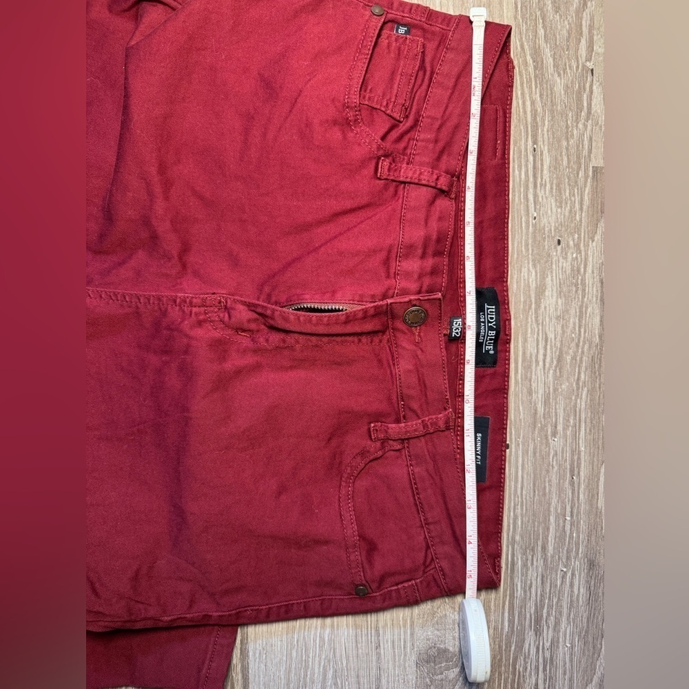 Judy Blue Skinny Fit Classic Slim Jeans Maroon Red Wine Size 15/32 - Picture 5 of 7